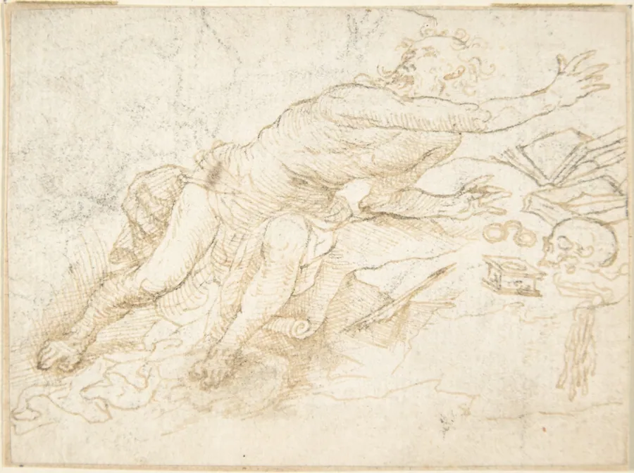 Awe-struck Saint Jerome by Anonymous, Spanish, School of Seville, 17th century