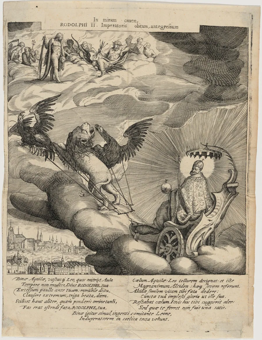 Rudolph II in Chariot Drawn by Lion and Eagle by Unknown 19th Century