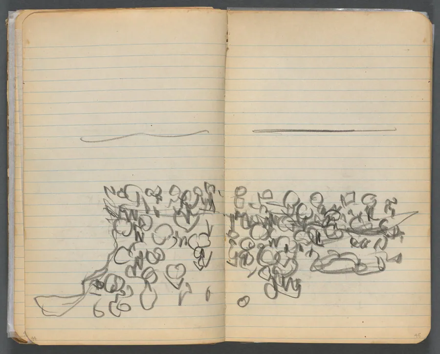 Sketchbook, page 044 & 45: Beach View by Maurice Prendergast