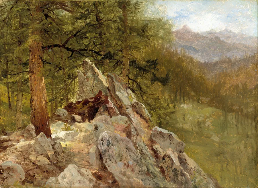 Western Landscape by John Frederick Kensett, born Cheshire, CT 1816-died New York City 1872