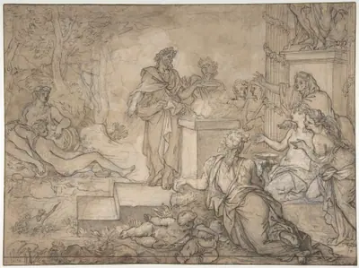 Sacrifice Offered before a Statue of Jupiter