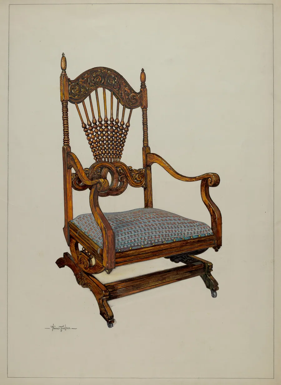 Carved Oak Chair by Florence Truelson