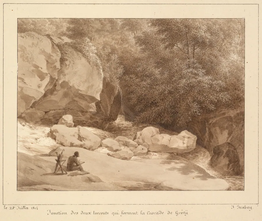 Jonction des deux torrents qui forment la Cascade de Grésy by Jean-Baptiste Isabey