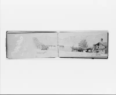 Village, Mountains, and Lake [Maggiore?] (recto, from sketchbook)