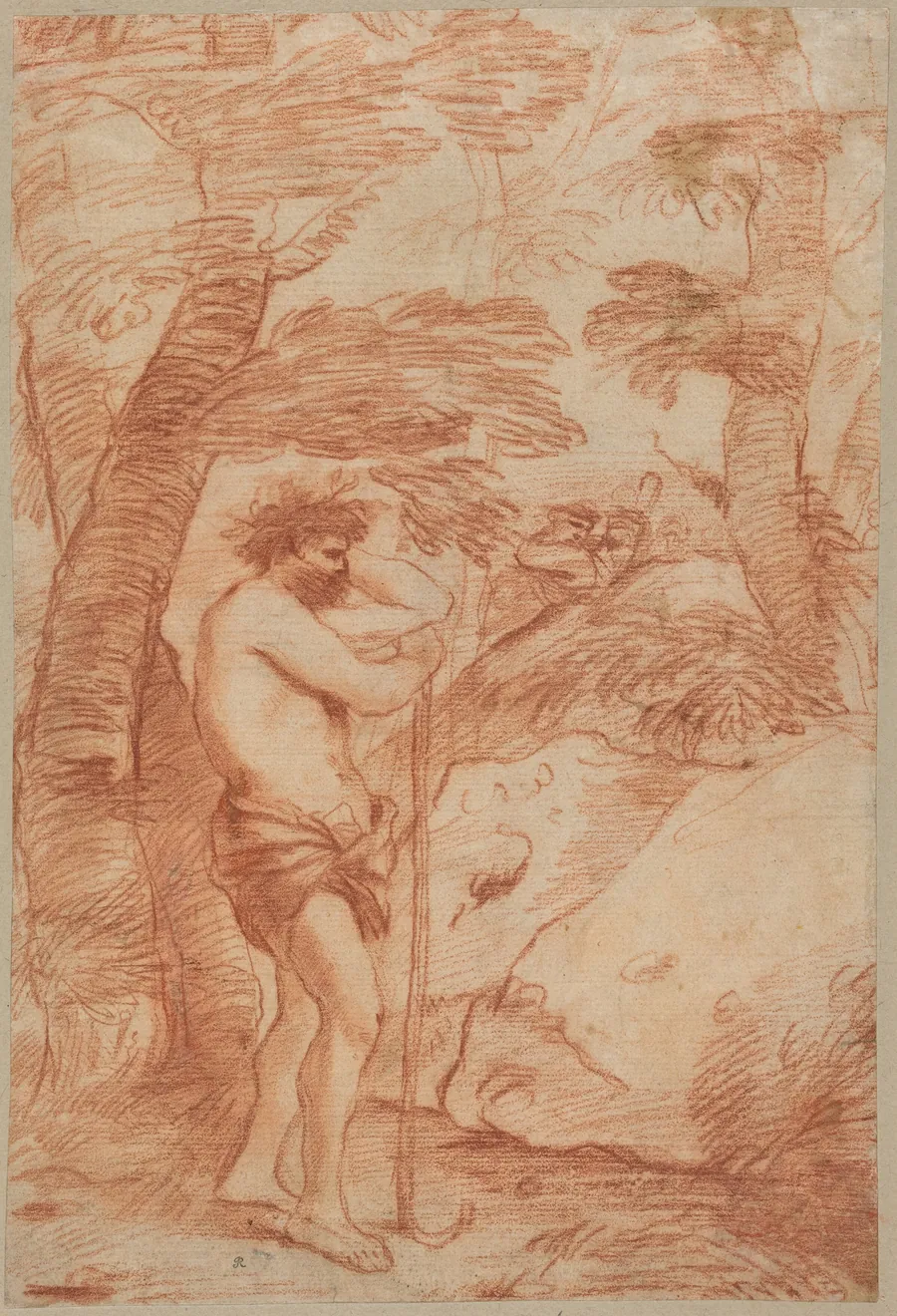 Standing Shepherd in a Landscape by Andrea De Leone