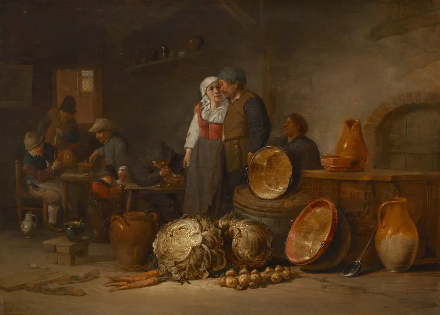 Tavern Scene with Standing Couple by Jan Jansz van Buesem