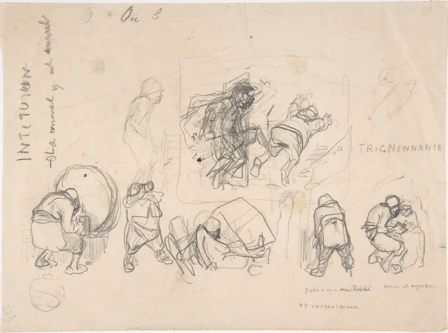 Sheet with various peasants by Félicien Rops
