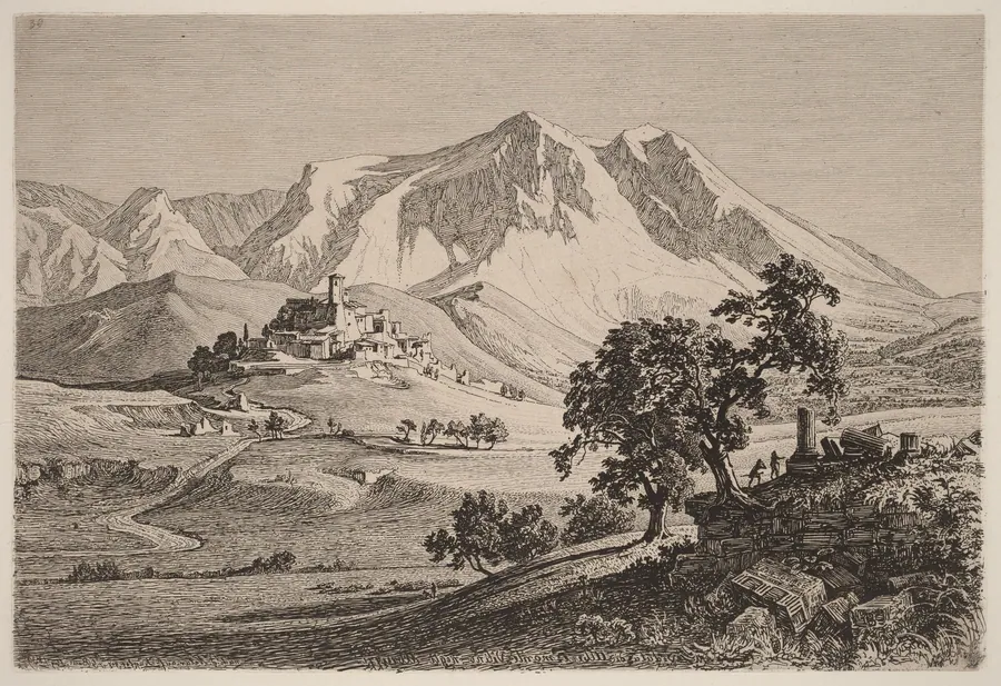 Veduta di Albe e Monte Velino negli Abruzzi by Georg Heinrich Busse