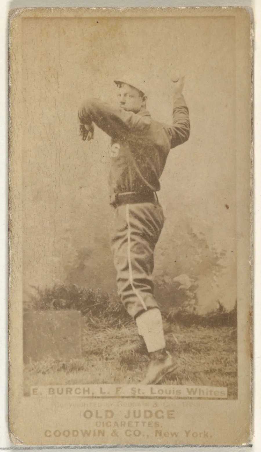 Burch, Left Field, St. Louis Whites, from the Old Judge series (N172) for Old Judge Cigarettes by Goodwin & Company