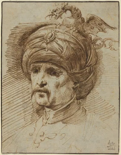 Oriental in a Fantastic Headdress