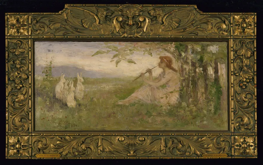 Girl with Rabbits by Frederick Stuart Church, Grand Rapids, MI 1842-New York City 1924