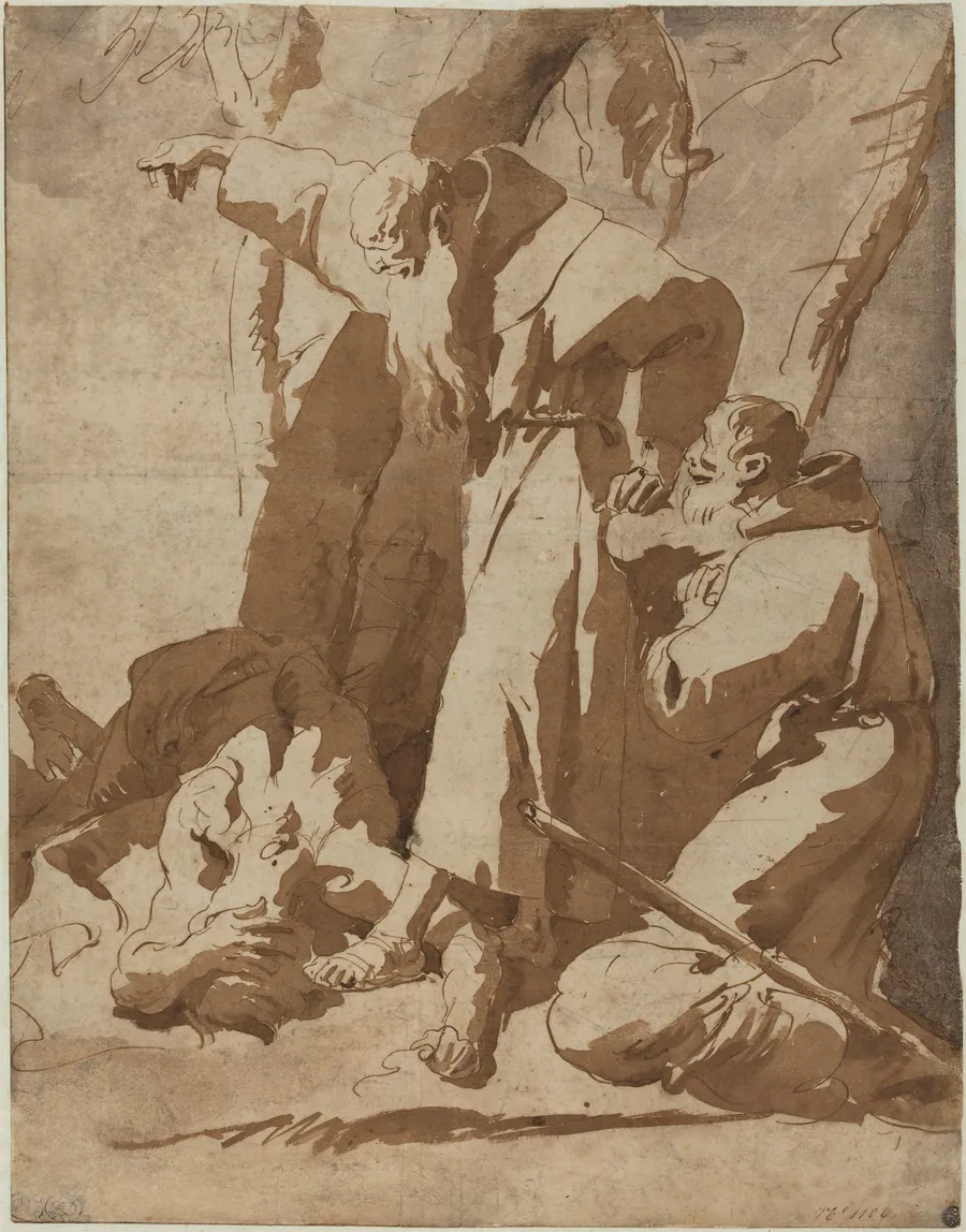 Two Monks with a Prostrate Man by Giovanni Battista Tiepolo