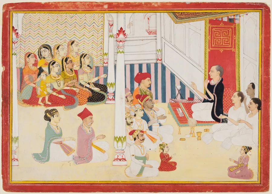 Shvetambara Jain Teacher Giving Instruction by Sahib Ram