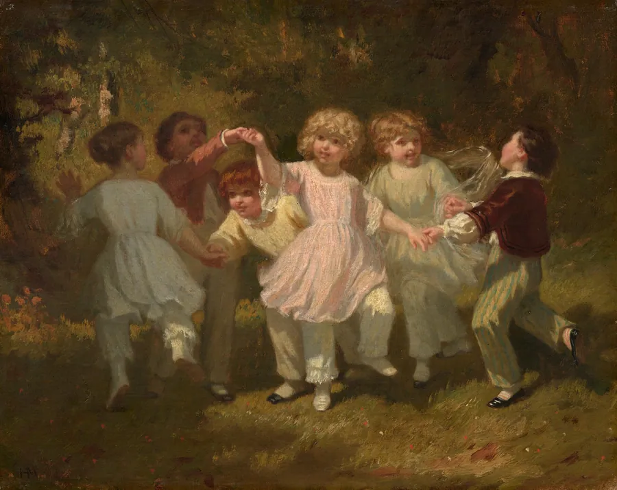 Children Playing in a Park by Hugues Merle