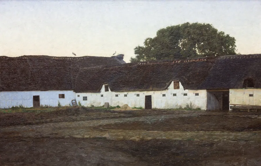 En gård i Vendsyssel. Solnedgang by J.C. Schlichtkrull