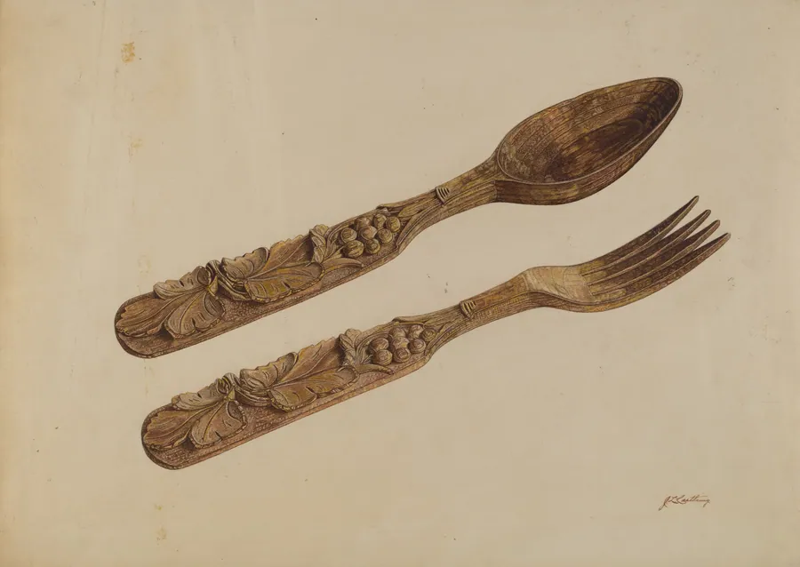 Wooden Spoon and Fork by John Cutting