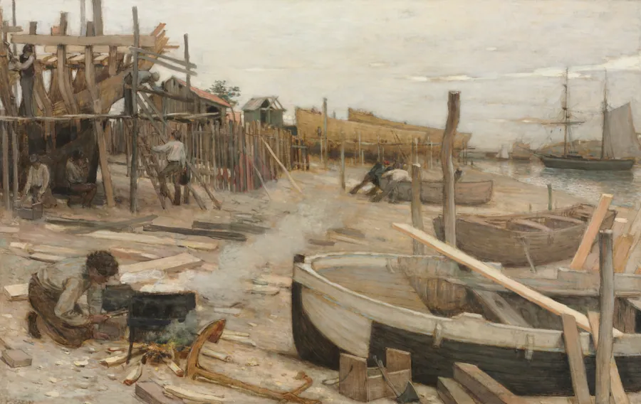 The Boatyard by Jean-Charles Cazin