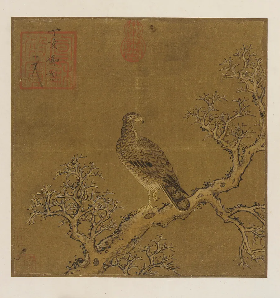 An eagle on a branch by Formerly attributed to Emperor Huizong (1082-1135 (reigned 1101-1125))