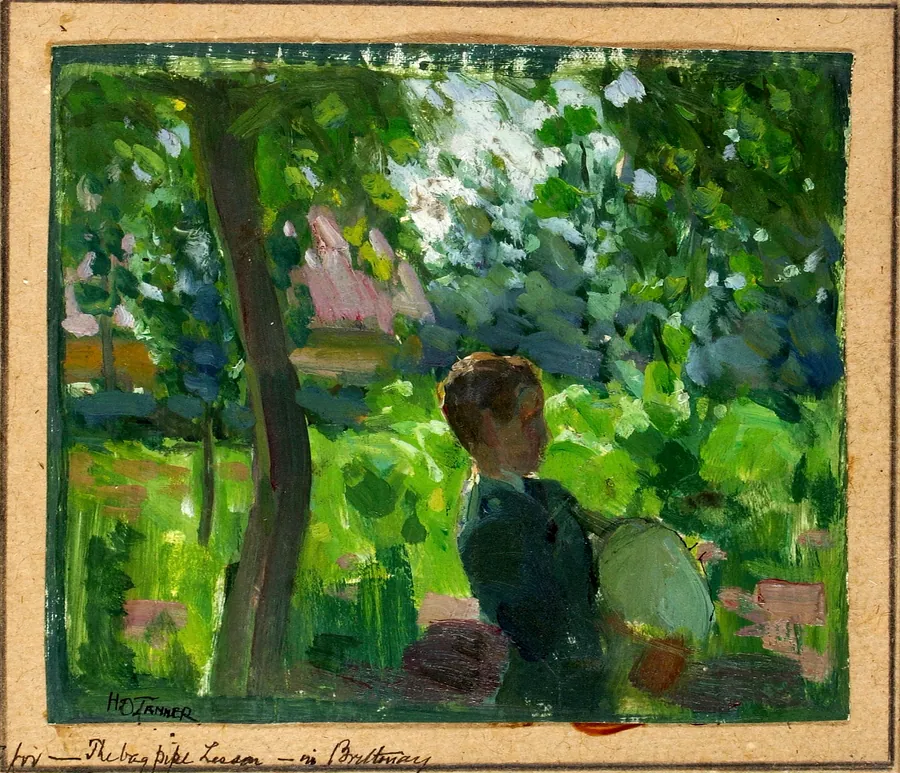 Study for the Bagpipe Lesson by Henry Ossawa Tanner, born Pittsburgh, PA 1859-died Paris, France 1937