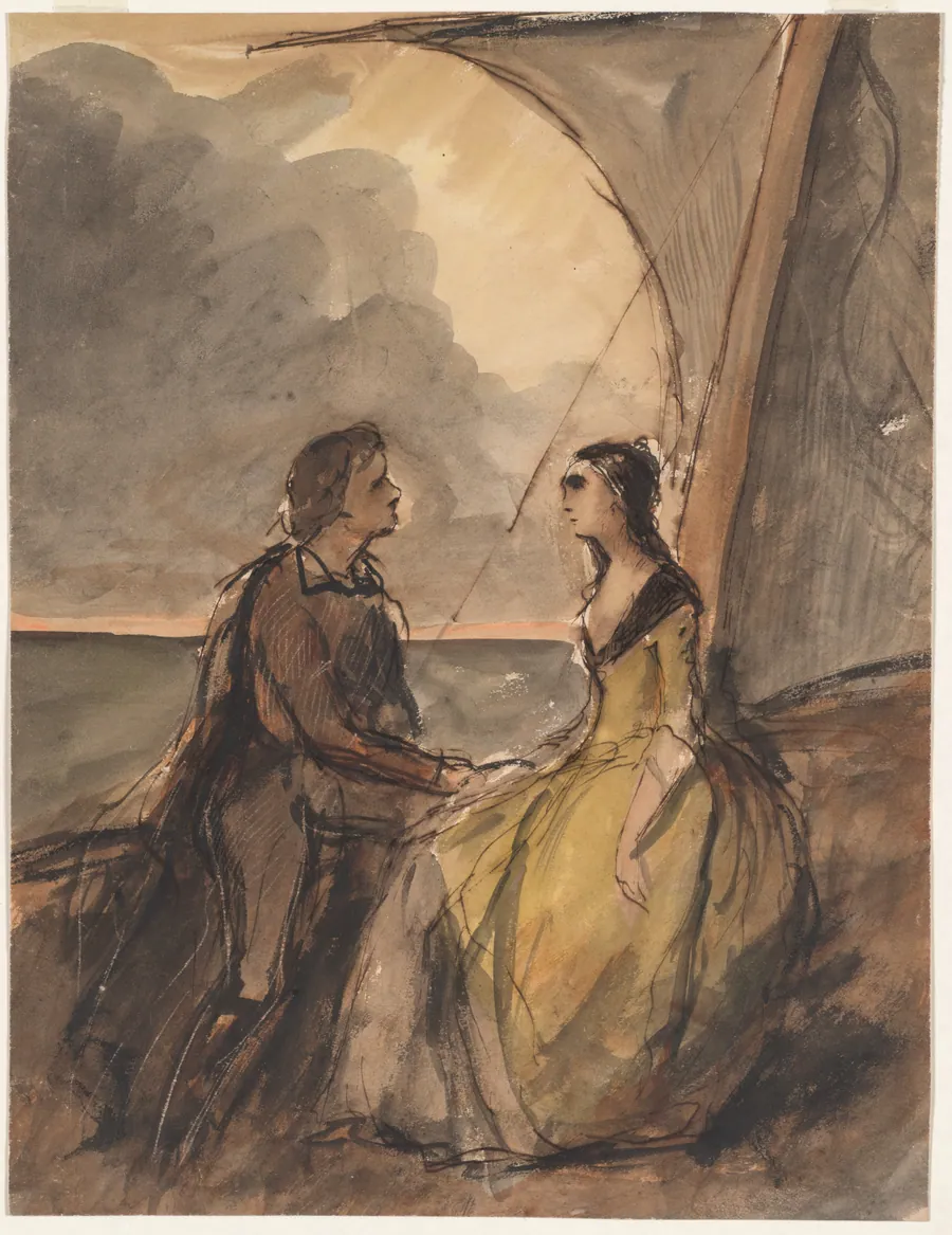 Seated Man and Woman by Célestin François Nanteuil