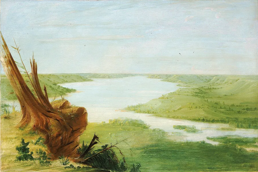 View on Lake St. Croix, Upper Mississippi by George Catlin, born Wilkes-Barre, PA 1796-died Jersey City, NJ 1872