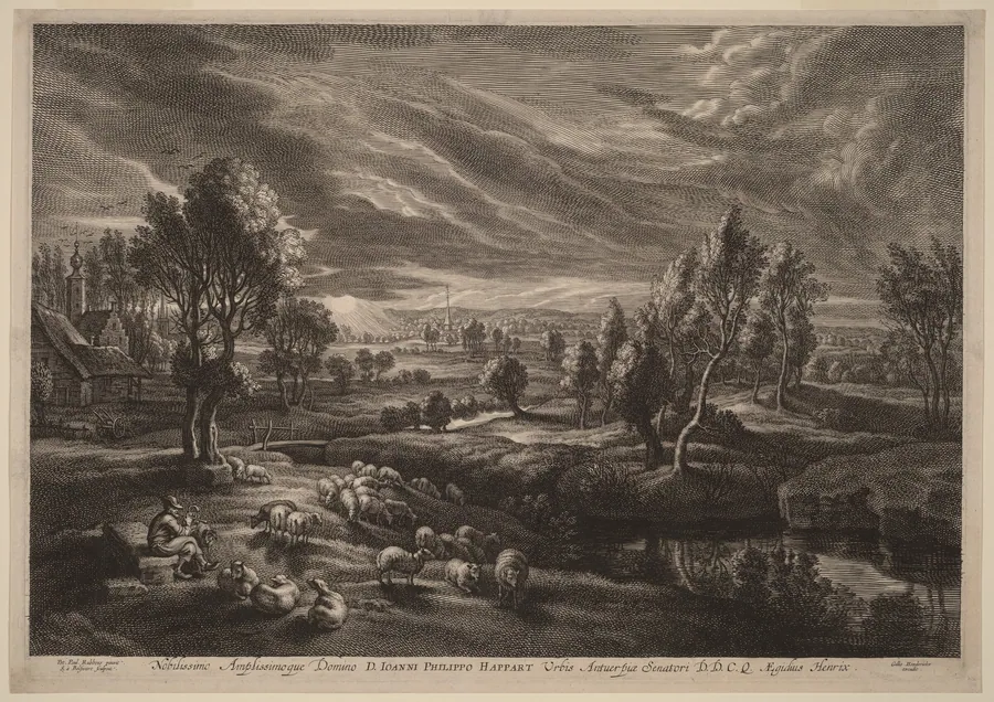 A Landscape with a Village by Schelte Adams Bolswert