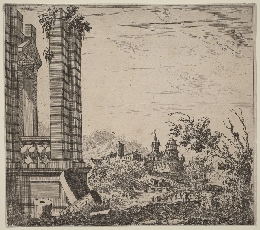 Landscape with Ruins by Antonio Francesco Lucini