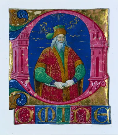 Initial D[omine] from a Choral Book: King Solomon