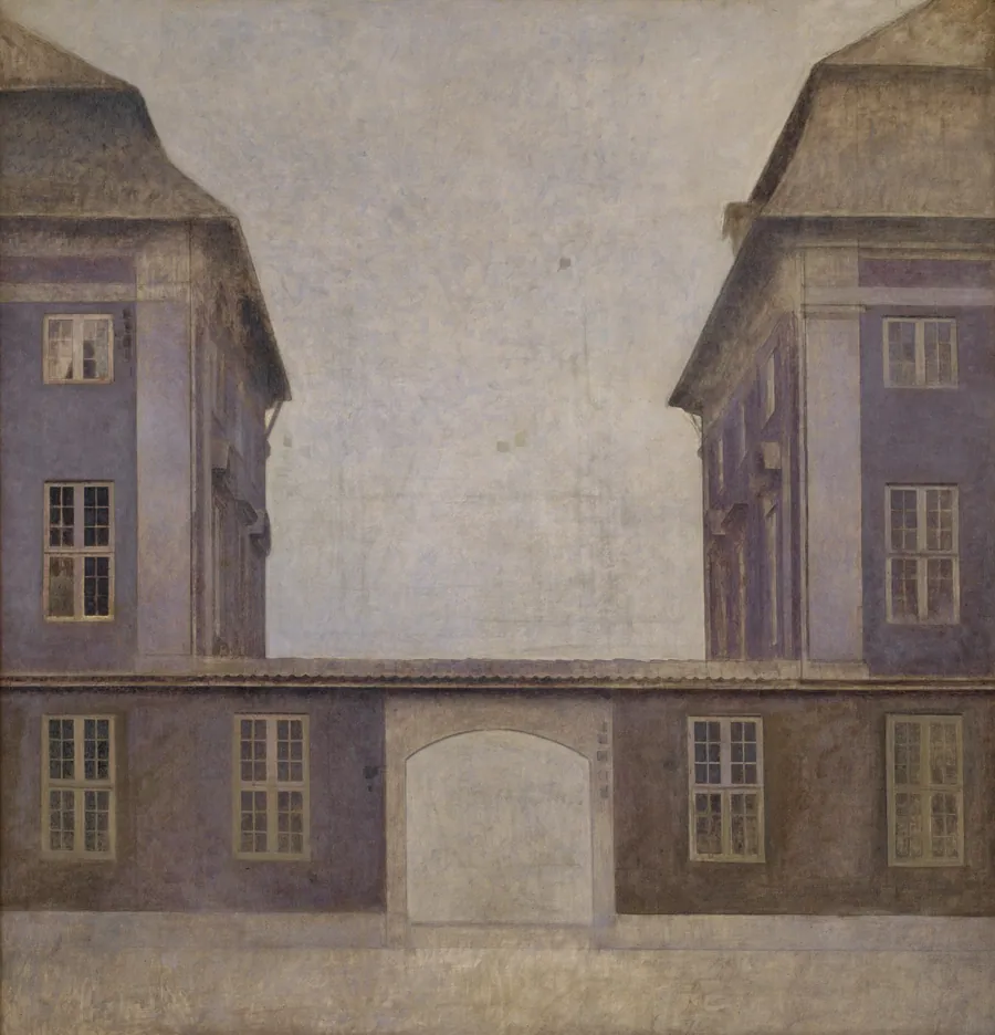Asiatisk Compagnis bygninger, set fra St. Annæ Gade på Christianshavn, København by Vilhelm Hammershøi