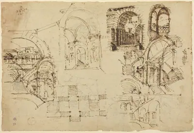 Designs for Palatial Staircases [recto]