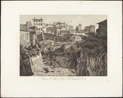 Situatione del Tempio di Vesta a Tivoli, dirimpetto la Cascata