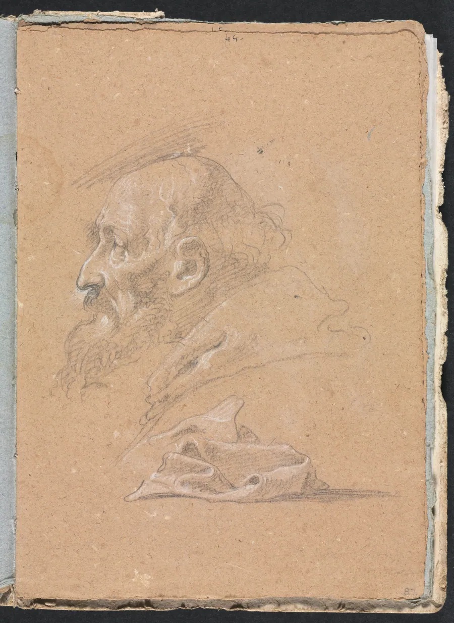 Verona Sketchbook: Monk in profile with drapery (page 87) by Francesco Lorenzi