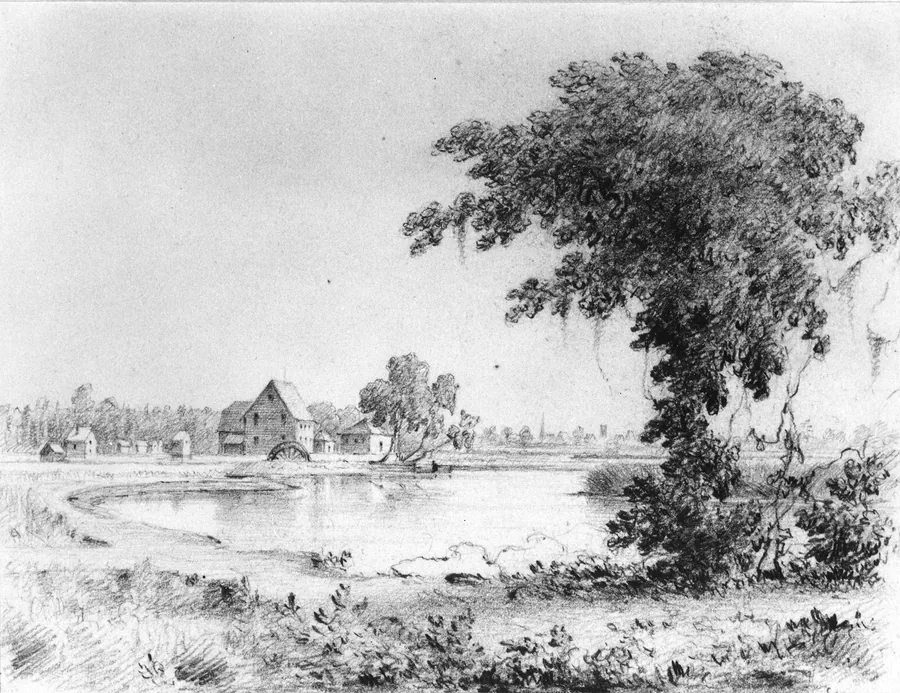 Lake Scene with Cottages (from Cropsey Album) by Thomas Addison Richards
