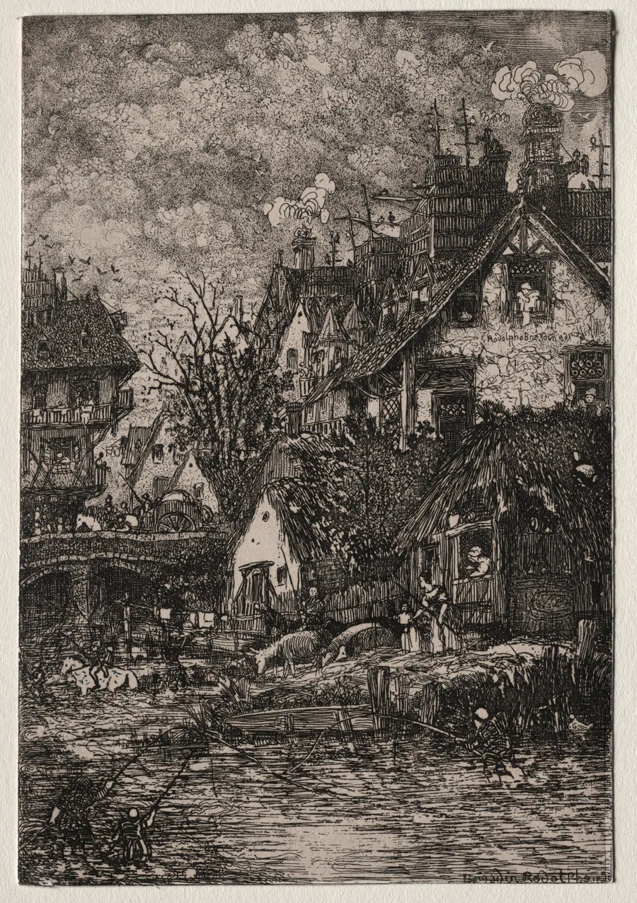 Entrance to a Village by Rodolphe Bresdin