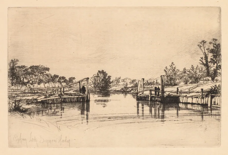 Egham Lock by Francis Seymour Haden