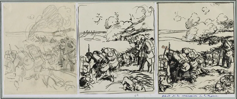Dêbut de la manoeuvre de la Marne by Auguste Louis Lepère
