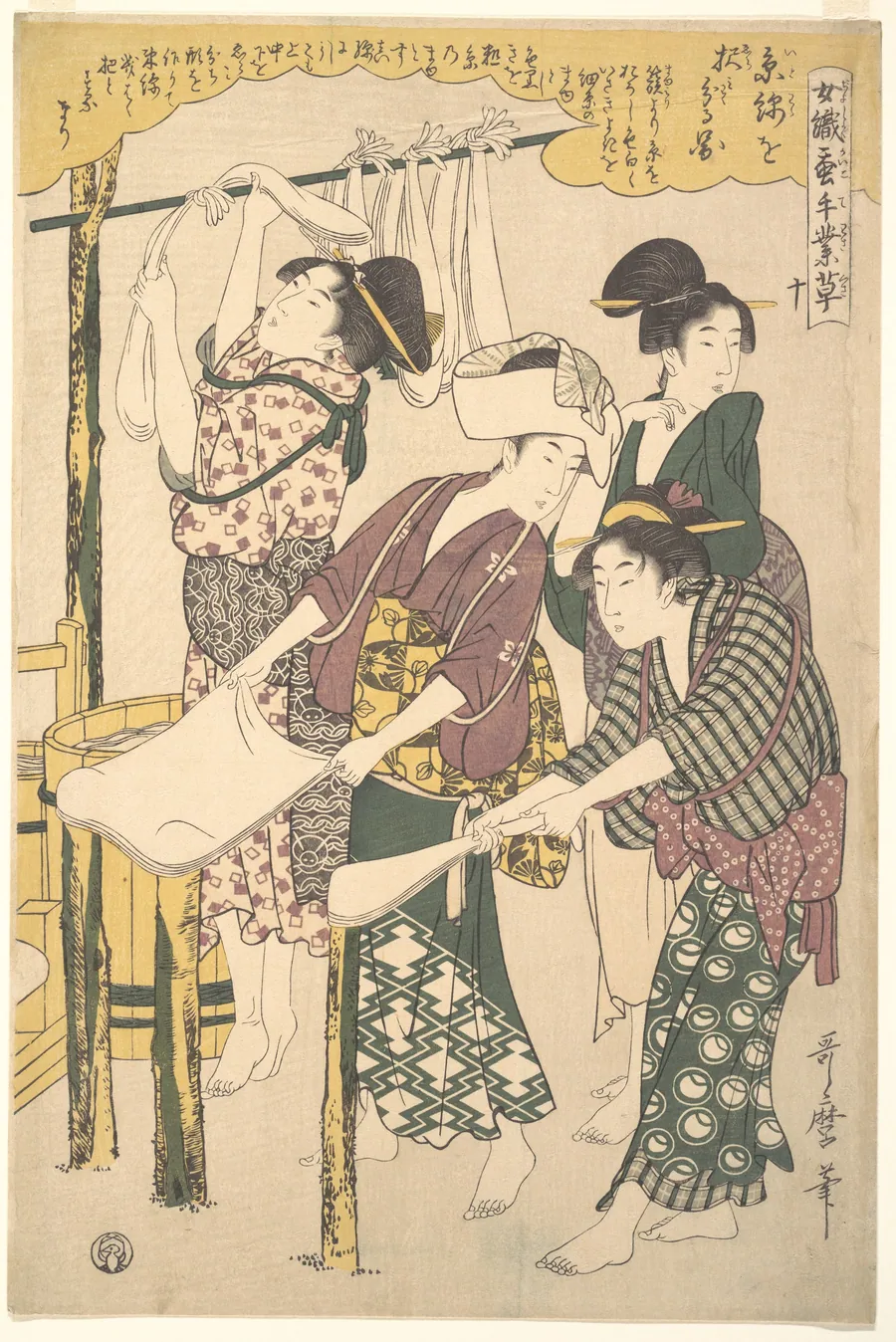 女織蚕手業草　十|The Making of Silk Floss by Kitagawa Utamaro