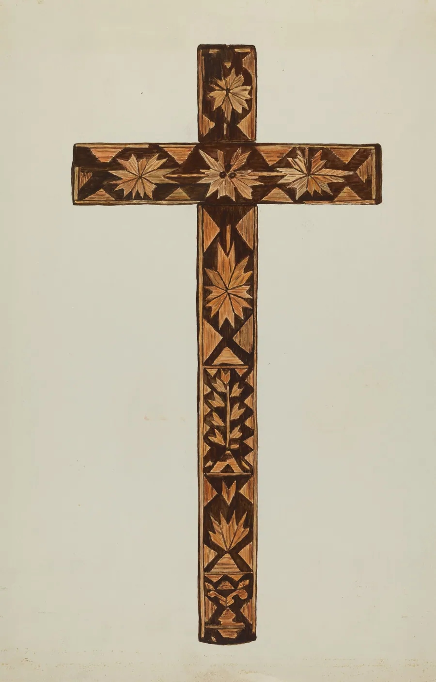 Straw Inlay Cross by Margery Parish