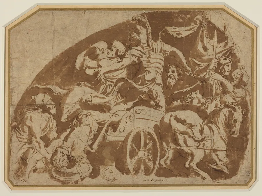 Flight of Meriones, with Dead Coeranos Being Dragged from the Chariot by Italian 16th Century