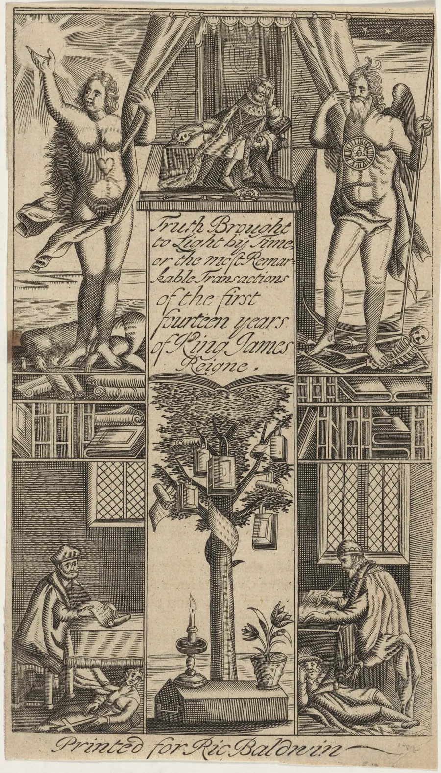 Frontispiece to Truth Brought to Light by Time by John Droeshout