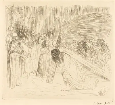 Le Christ portant sa croix (5e planche) (Christ Carrying the Cross) (fifth plate)