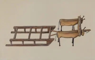 Toy Sledge and Oxen