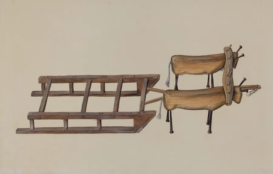 Toy Sledge and Oxen by William Kerby