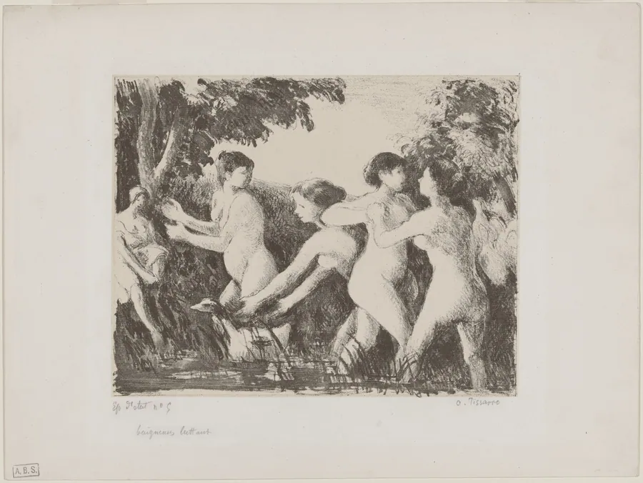 Baigneuses luttant (Bathers Wrestling) by Camille Pissarro
