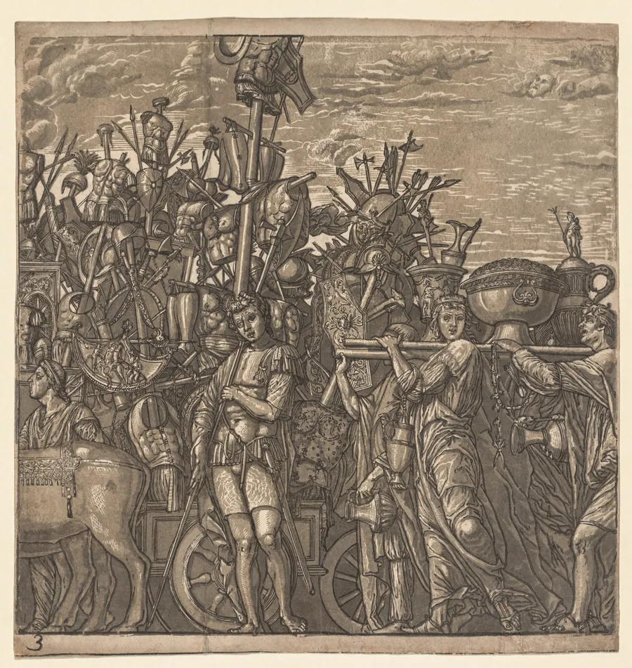 The Triumph of Julius Caesar:  Soldiers Marching with Trophies of War by Andrea Andreani