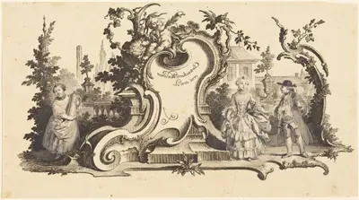 Cartouches Modernes orné avec des [diferentes Figures] (Plate VI-1 from the set)