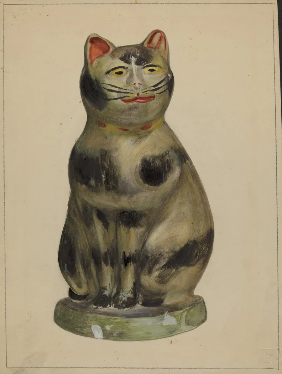 Pa. German Chalkware Cat by Mina Lowry