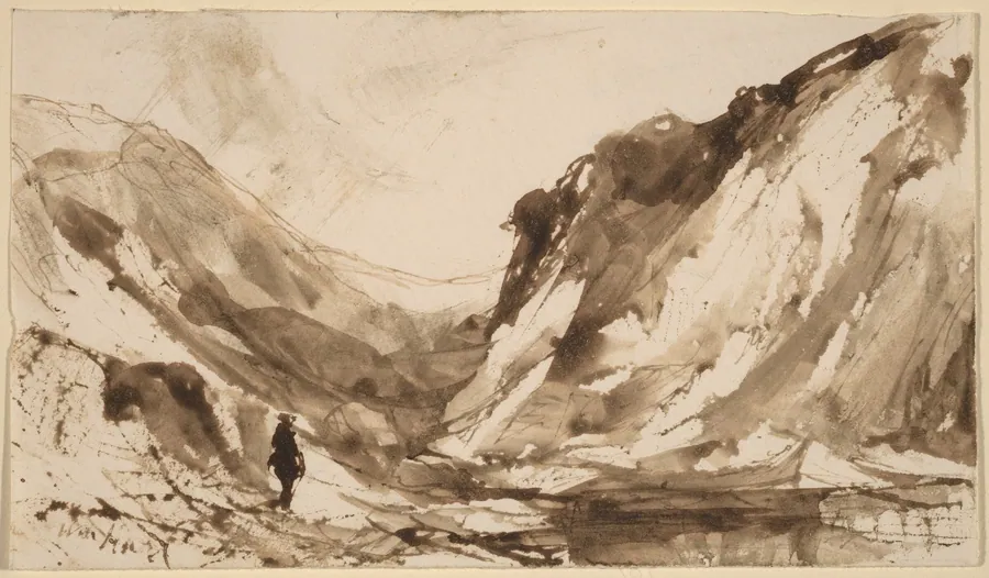 Deep Valley in Mountainous Landscape by William Hart