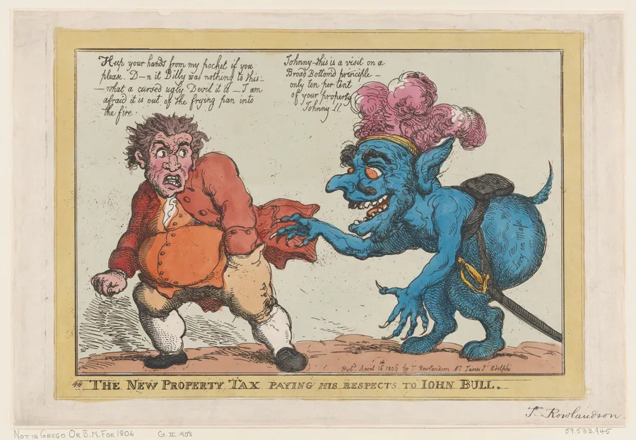 The New  Property Tax Paying His Respects To John Bull by Thomas Rowlandson