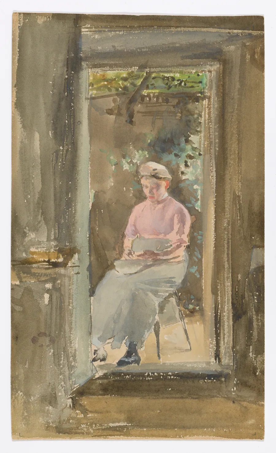 Pink Note–Shelling Peas by James McNeill Whistler (1834-1903)